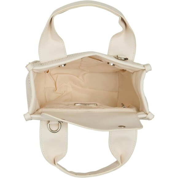 Women's Perforated Satchel Leather Crossbody Bag Designer Tote Purse - Picture 4 of 5